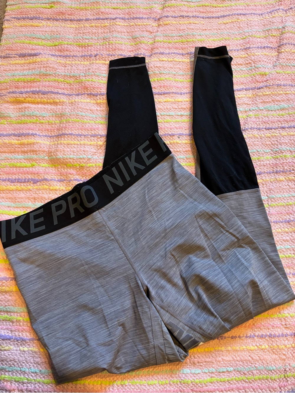 Nike Black and Gray Pro High-Waist Leggings